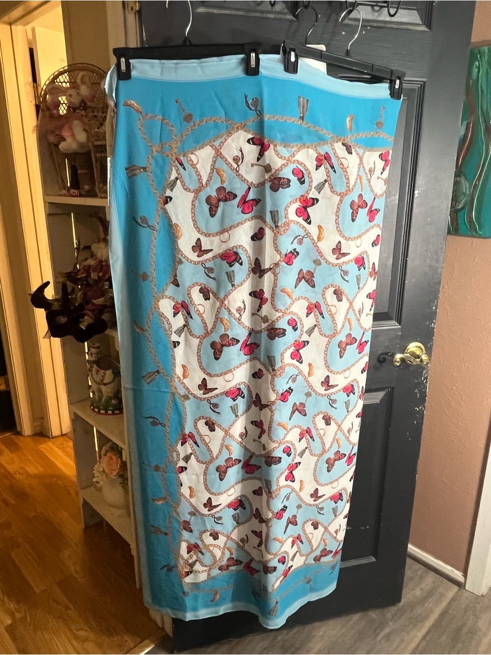 Light Blue Butterfly Print scarf